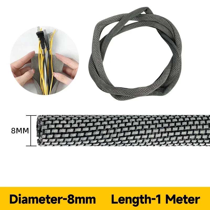 5-8mm Thermoresistant Tin Plating Cable Tube Sleeve EMI Shielded Flexible Wire Wrap Cover Line Cord Organizers Cable Management