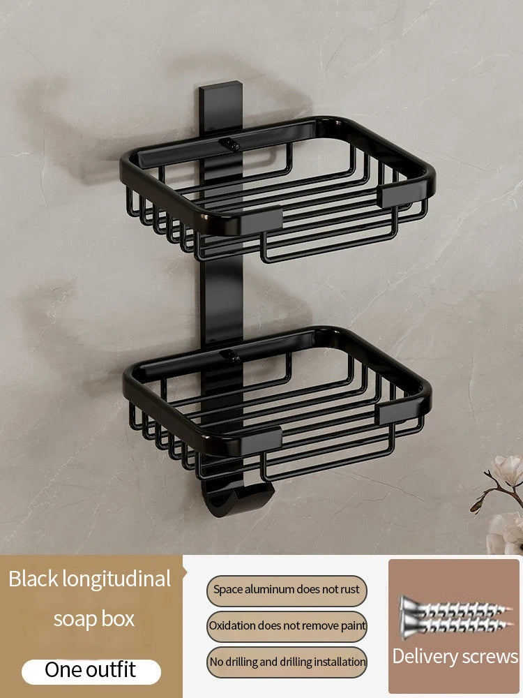 Aluminum Bathroom Drain Soap Storage Holder Soap Dish Storage Rack Bathroom Accessories