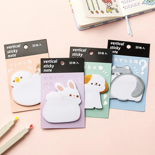 Cute Animal Cartoon Shaped Sticky Notes - Thick Reusable Adhesive Notepads for Students, Creative Fun School & Office Supplies