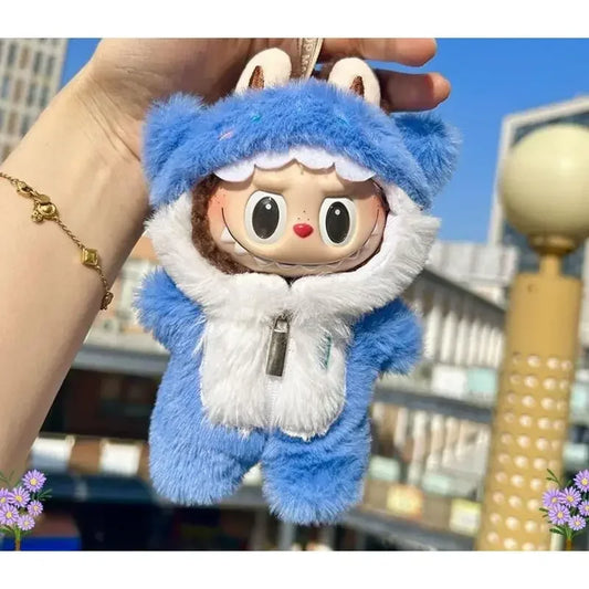 Labubu Doll Kawaii Colorblock Hoodies Outfit with Cute Decor ,No Doll Included, Clothes Only, Collectible Accessories for Fans