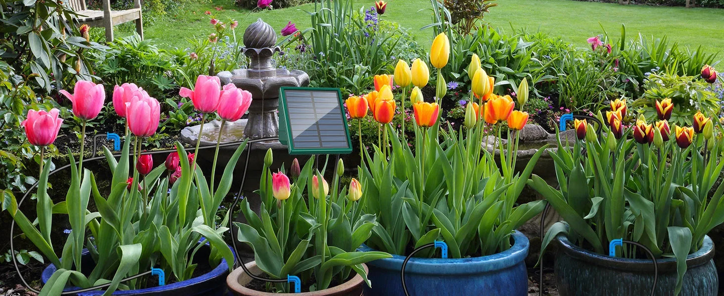 Solar Irrigation System for Garden Balcony Automatic Drip Irrigation System DIY Garden Watering System Drip Hose Irrigation