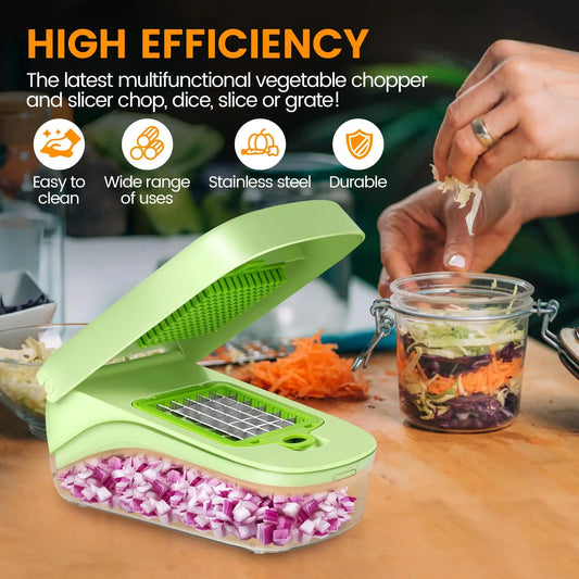 7/17 in 1 Multifunctional Vegetable Chopper - Food Grate Vegetable Slicer Food Dicer Cut Kitchen Items for Cooking & Meal Prep
