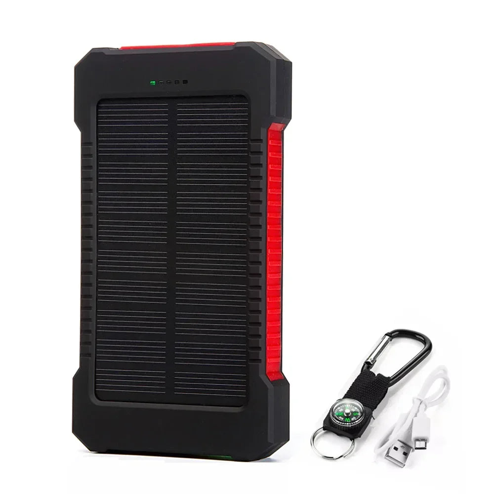 H 020000mAh Solar Power Bank Portable External Battery Double USB Fast Charging Powerbank Phone Charger For Smart Mobile Phone
