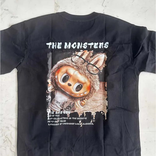 LABUBU The Monsters T-Shirt Cartoon Print Pure Cotton Short-Sleeved Top Couple Versatile Casual Trend Clothes For Adult Gift