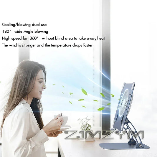 Aluminum Laptop Stand with Cooling Fan Ergonomic Notebook Foldable Cooler Laptop Adjustable Aluminum Laptop Stand