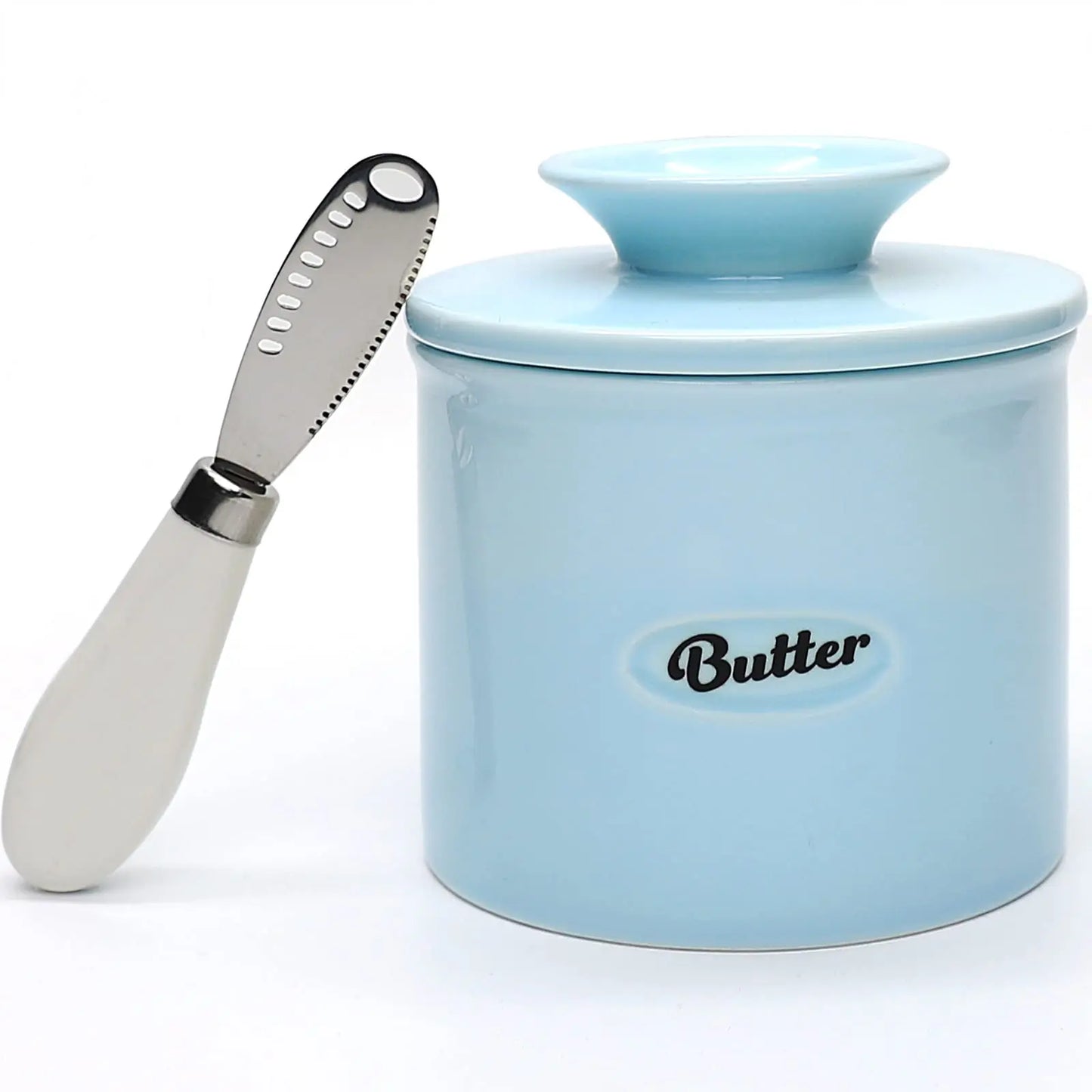 French Butter Crock For Counter With Butter Knife On Demand Spreadable Butter Ceramic Bell Style Butter Jar Butter Dish with Lid