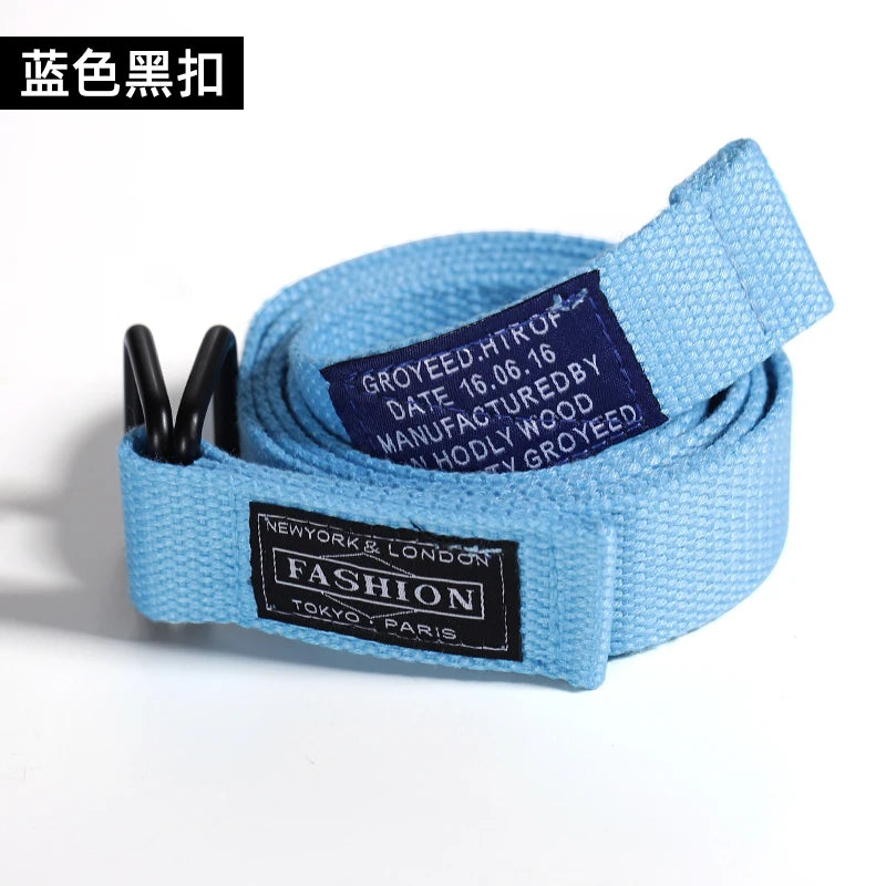 Double-loop belt men and women belt INS double-loop tide double-loop canvas Korean version of young students casual outdoo