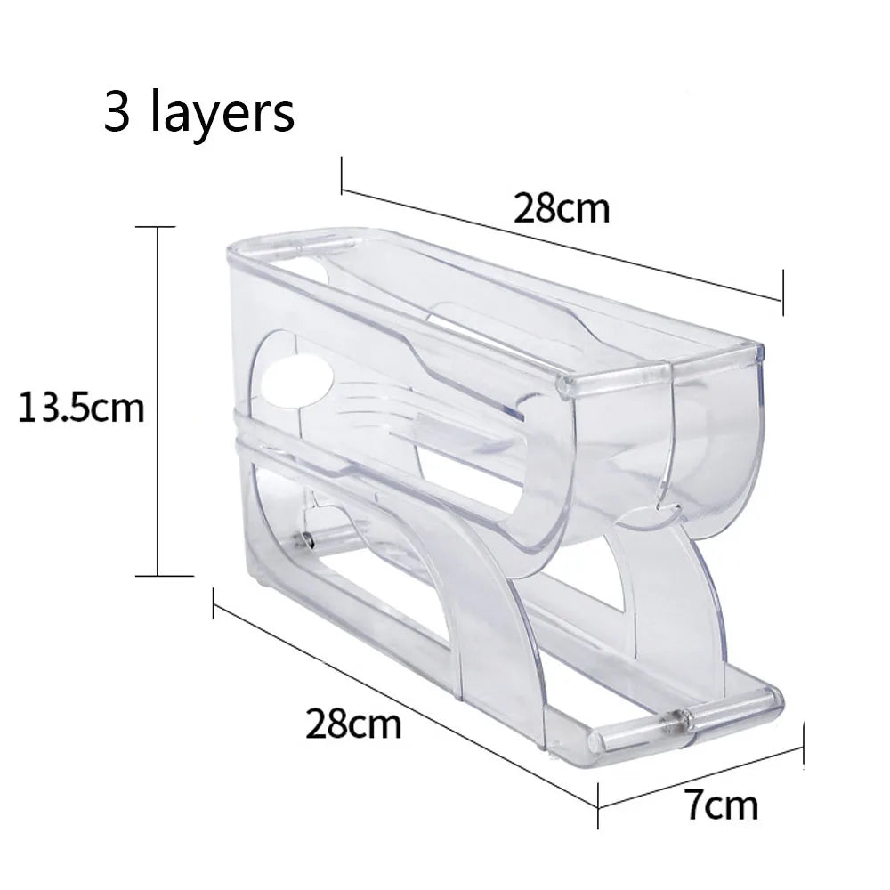 Egg Holder for Fridge Auto Rolling Fridge Egg Organizer Space-Saving Egg Dispenser Holder Large Capacity Egg Dispenser for Refri