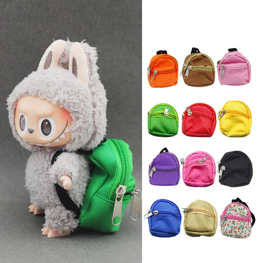 Labubu Doll Canvas Backpack Simulation Pet Bag for 15/17cm Dolls Cute Doll Accessories