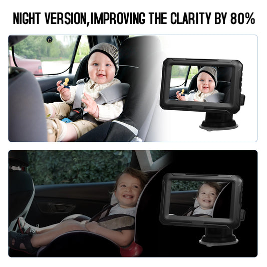 CCD Rear View Monitor 4.3 inch IPS Screen Baby Car Mirror Adjustable Wide View Angle for Infants Kids Pets Night Vision Function