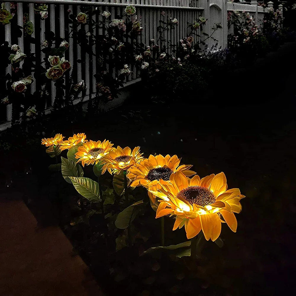 Simulated Outdoor Solar Sunflowers Smart Sense Garden Lights Yard Wedding Thanksgiving Decor Light Waterproof LED Lawn Light
