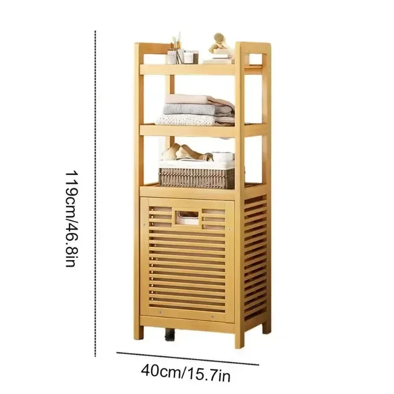 Dirty Clothes Basket Wood Vine Weaving Laundry Hamper Multi-function Bathroom Rack Large Capacity Laundry Baskets Storage Rack
