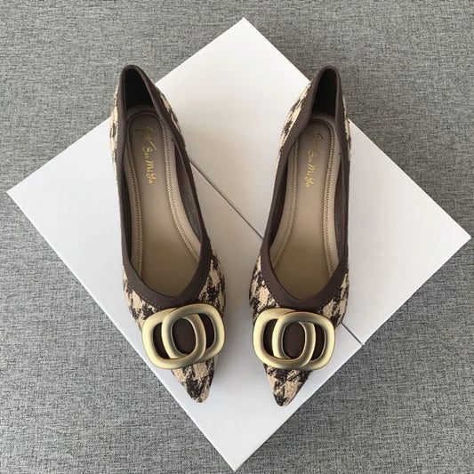 Office Shoes For Women 2024 Ladies Summer Footwear Luxury Leather Casual Formal Pointed Toe Low Heel Elegant Popular Wholesale H