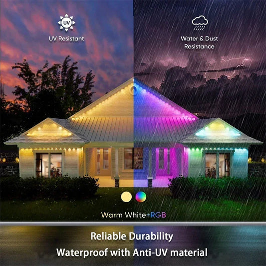 Permanent Outdoor Lights for House Smart Outside Christmas Eaves Light Waterproof Eaves Lights Remote APP Control Music Sync