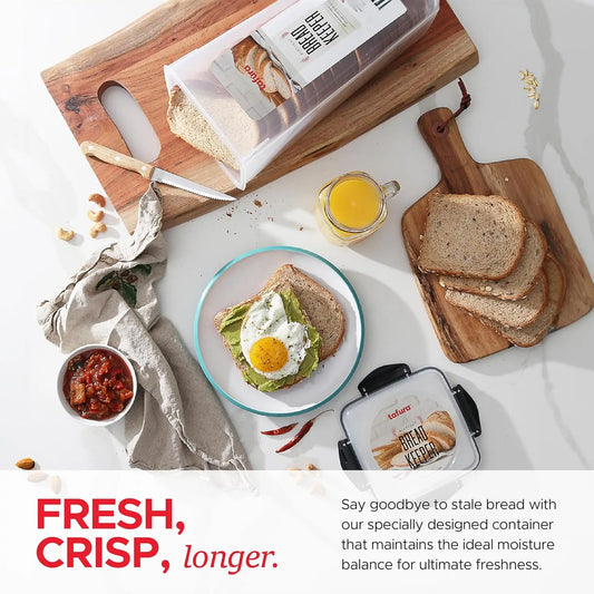 Bread Container Plastic Bread Box Bread Keeper with Airtight Lid Bread Storage Loaf Container Airtight Loaf Bread Saver BPA Free