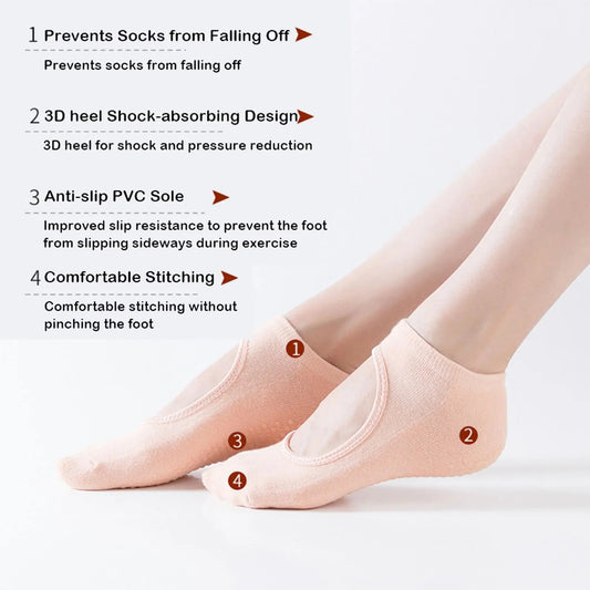 Yoga Socks Women Professional Pilates Socks Anti-Slip Breathable Backless Ankle Ladies Ballet Dance Sports Socks for Fitness Gym