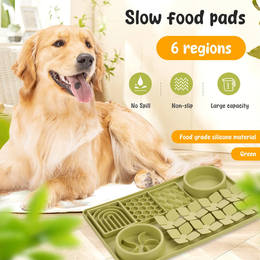 Silicone Dog Licking Pad Slow Feeder Bowl Dog Puzzle Toy with Non-Slip Suction Cup Pet Slow Food Plate Training Dog Supplies