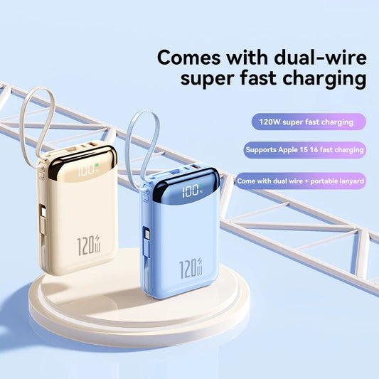 120W Power Bank With Charging Cables 100000mah Large Capacity Portable External Battery For Multi Phones Emergency Supply