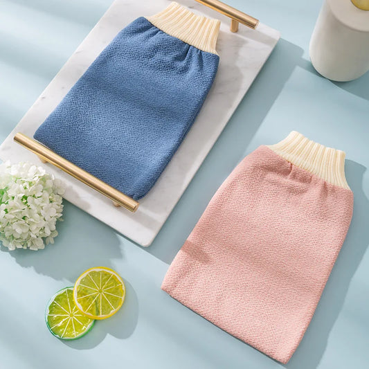 Scrub Exfoliating Bathing Glove Back Scrub Dead Skin Body Massage Glove Solid Color Double Side Deep Cleansing Shower Towels