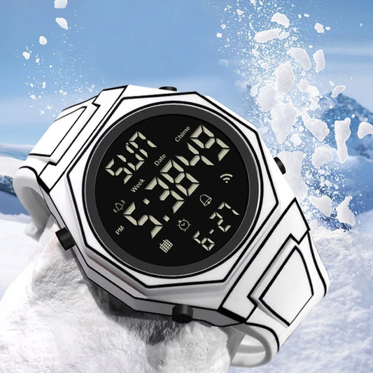 Modern Simple Sketch Creative Athleisure Watch Creative Design Octagonal Waterproof Watch Comic Style Electronic Watch