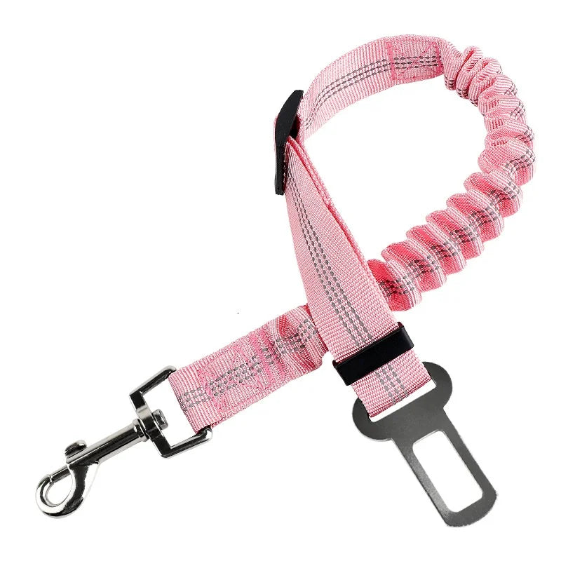 Adjustable Dog Car Seat Belt - Retractable Elastic Safety Leash with Shock Absorption, Pet Car Safety Harness for Dogs