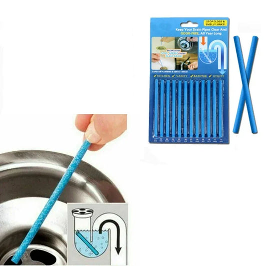 12Pc 10cm Solid Sani Sticks Oil Decontamination Kitchen Toilet Bathtub Drain Cleaner Sewer Pipe Eliminate Odor Clog Cleaning Rod