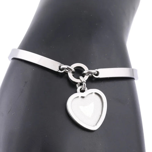 3pcs Stainless Steel Cuff Bracelet Base Blanks Fit 12mm Heart Cabochon Bangle Bezel Setting Trays Diy Jewelry Findings