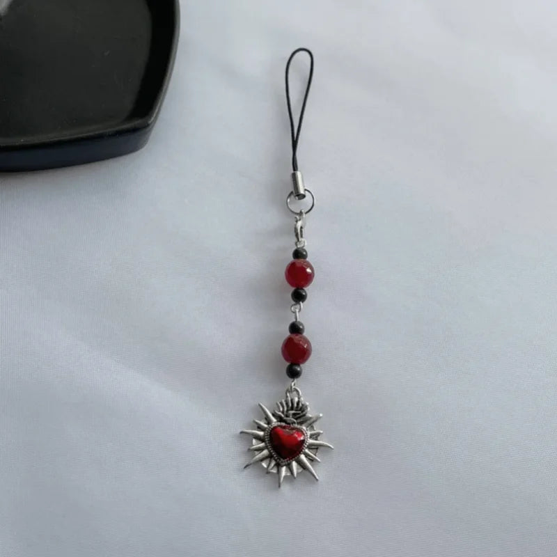 handmade Gothic mobile phone accessories | Gift | Y2K | Neo Gothic | Red and Black | Star | Cross