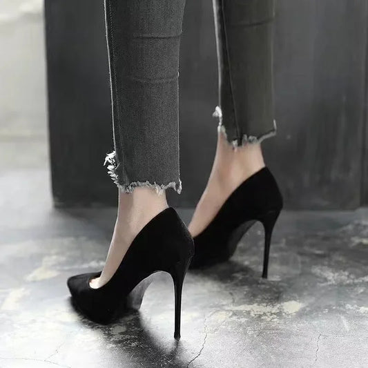 Women Shoes 2025 New Women Pumps Suede High Heels Shoes Fashion Office Stiletto Party Shoes Female Comfort Women Heels