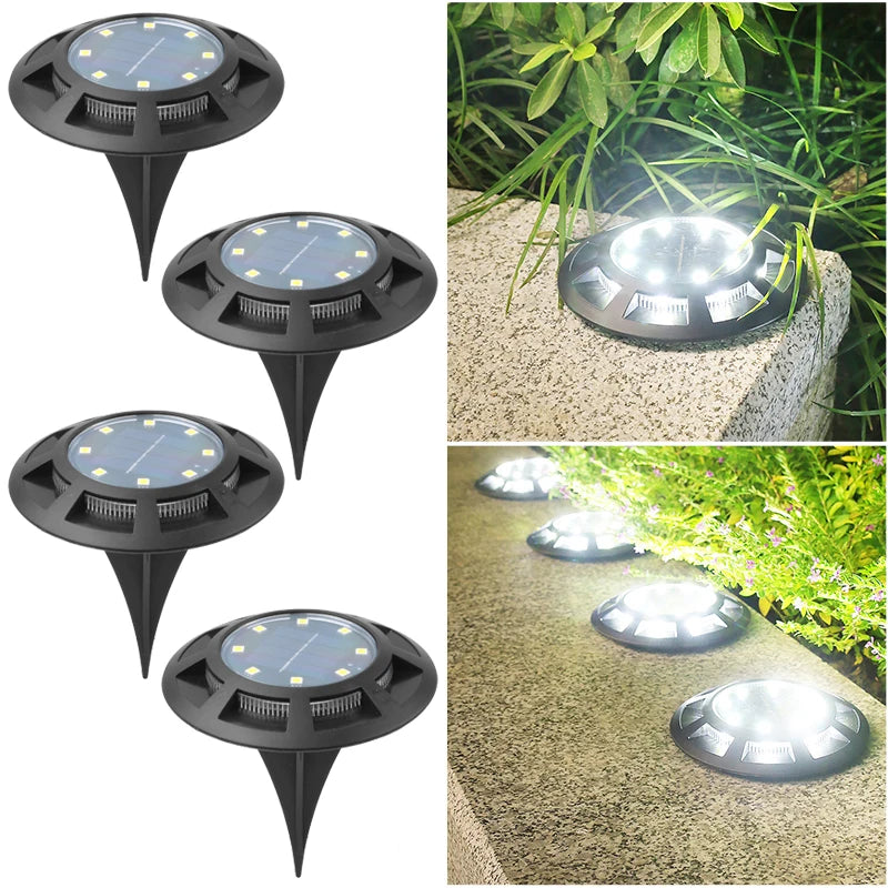 Solar Ground Light with Smart Light Sensor, LED Path Lights for Garden Yard Stairs