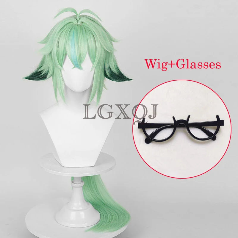 Scalp Sucrose Sucrose Cosplay Wig 85cm Green Cosplay Anime Wig Heat Resistant Synthetic Hair Costume Wigs+Wig Cap