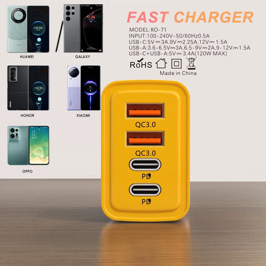 Total 120W GaN Charger For Xiaomi Fast Charging Type C QC3.0 Adapter iphone Samsung Huawei Xiaomi OPPO Realme Phone Charger