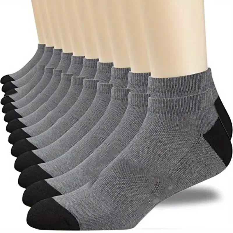 10 pairs of men's fashionable, breathable and comfortable ankle socks, sweat absorbing and odor proof, suitable for daily wear