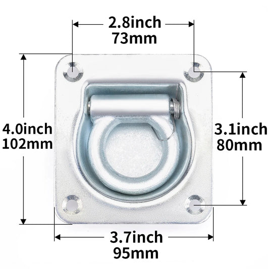 4PCS Recessed D-Ring Tie Down Anchors for Trailer, Trailer Tie Down Anchors Heavy Duty Kit for Trailer or Deliveries