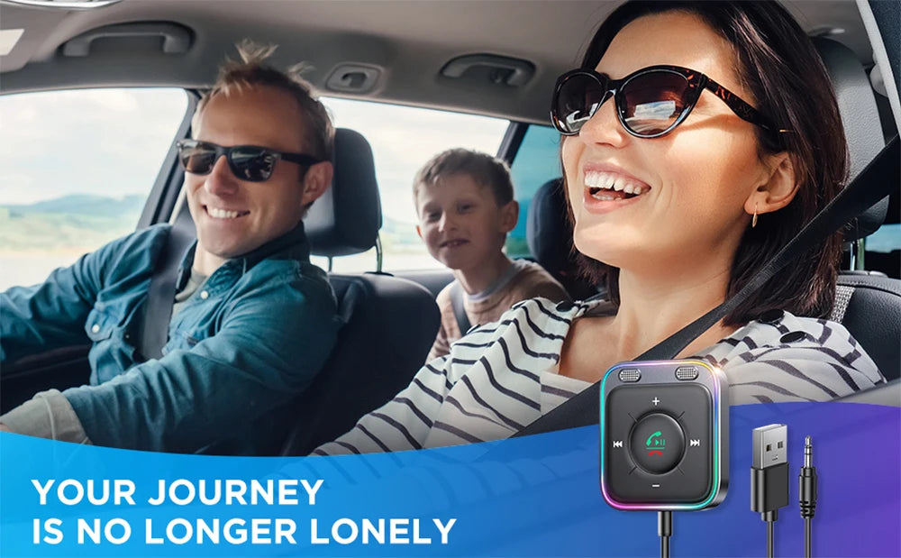 Joyroom Bluetooth 5.4 AUX Car Adapter Stronger Dual Mics & Noise Cancellation Bluetooth Receiver For Car Music/Hands-Free Calls