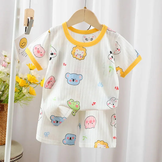 T-shirts Baby Clothes New Summer Children's Clothing Children's Short Sleeved Shorts Suit Boys Girls Cotton