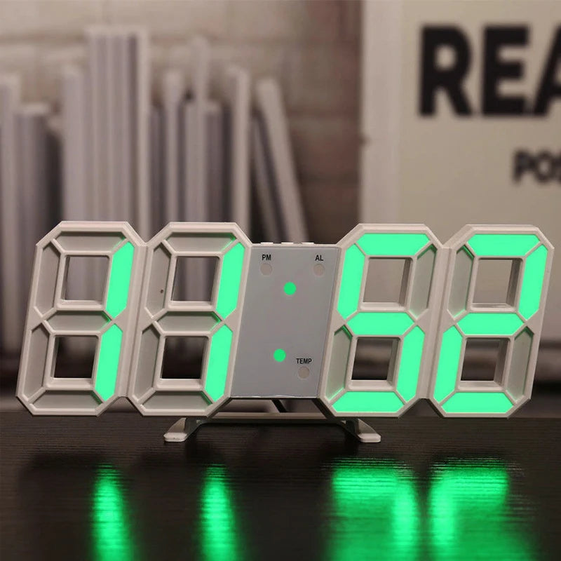 3D Digital Silent Clock Luminous Desktop Alarm Clock Digital Wall Clock Simple Clock Ornament