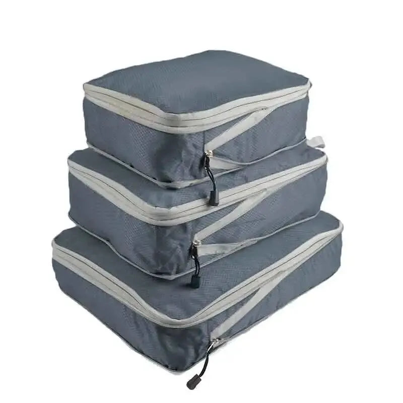 3Pcs/set Black/Blue/Grey Compressible Travel Storage Bag Portable Large Capacity Storage Bag Suitcase Luggage Packing Cubes