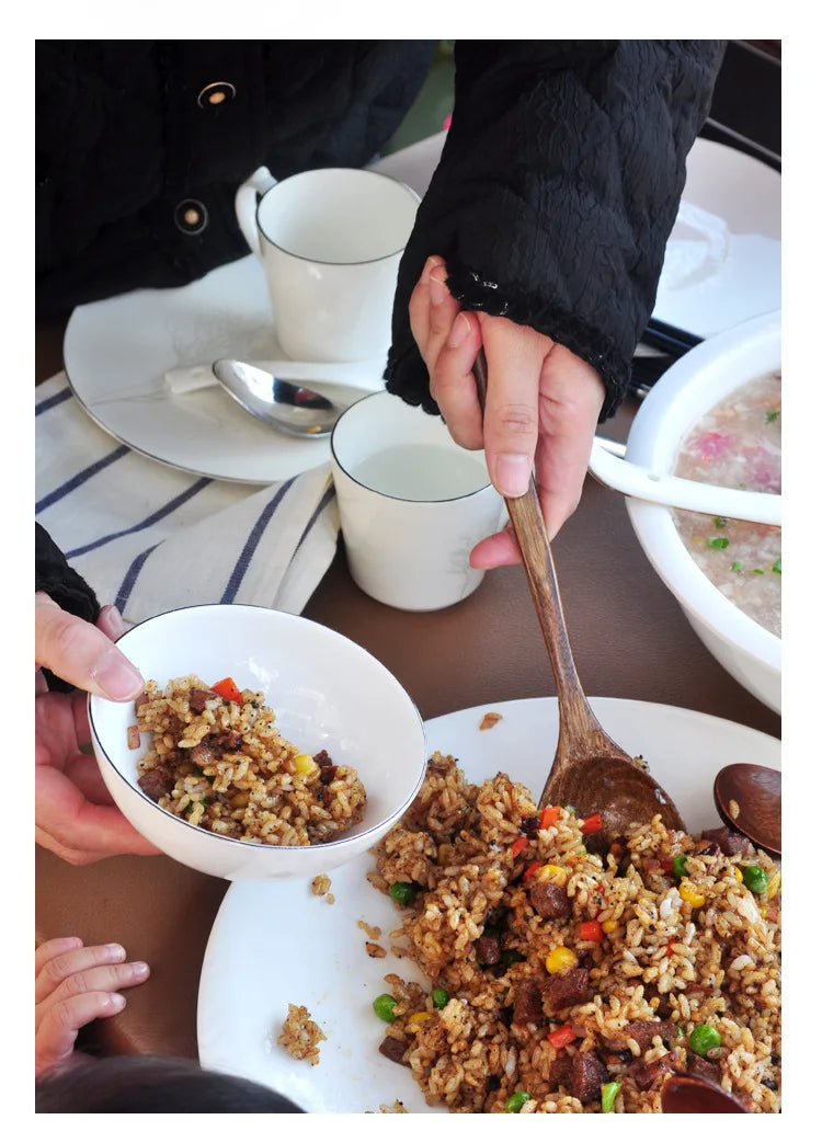 Japanese Wooden Spoon Long Handle Ramen Spoon Baby Eating Spoon Drinking Porridge Spoon Household Wood Tableware Round Spoon