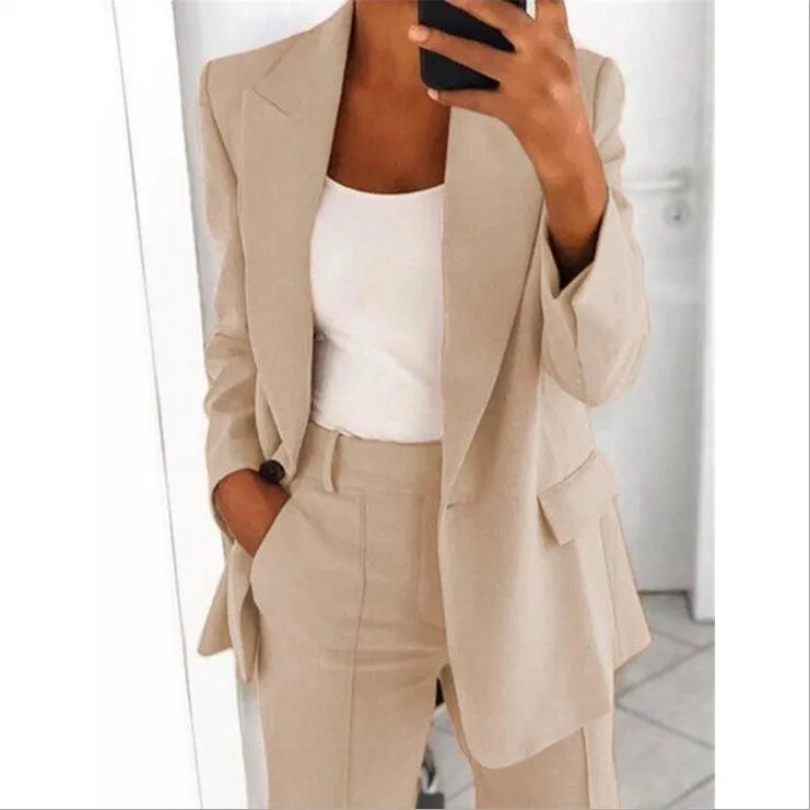 Casual Long Sleeve Outwear Office Lady Spring Autumn Fashion Elegant Solid Turn Down Collar Blazer Coats For Women 2023 Top