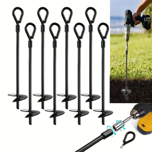 1pc Outdoor Tent Camping Site Anchor Nail Plug Hand-held Electric Drill Spiral Anchor Anchor Holder Anchor Pile Rotary Drill