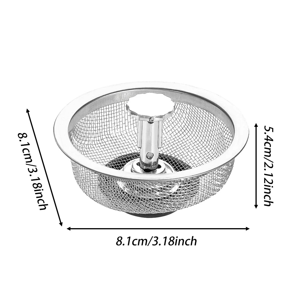 Wholesale Kitchen Sink Strainers with Handle Stopper Sink Drain Basket Stainless Steel Mesh Filter Waste Hole Trap Strainer