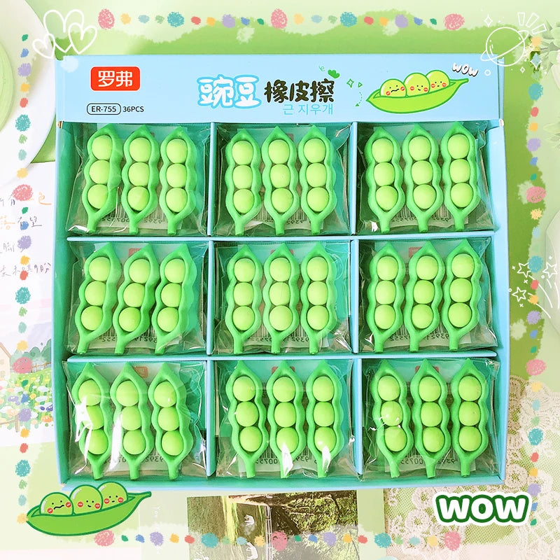 Kawaii stationery items School teacher gift Office Supplies classroom back to school Pea Rubber funny Erasers