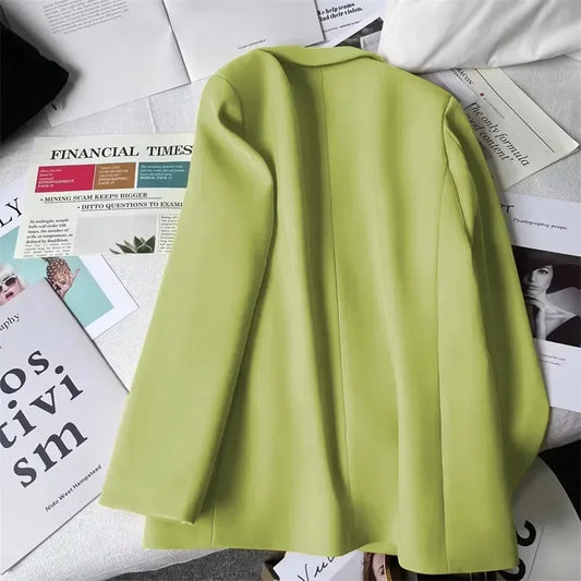 Office Lady Elegant Single Button Blazer Women New Autumn Long Sleeve Slim Jackets Casual Chic Tops Coats Outerwears Female