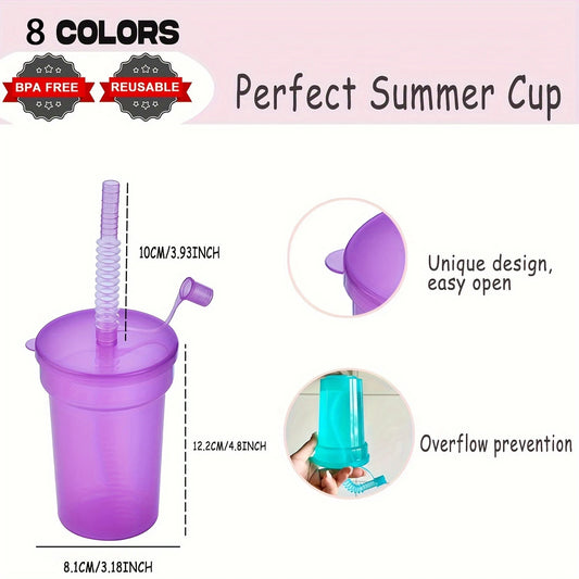 Neon Sipper Cups Reusable Spill-Proof Drinking Cups with Lids and Straws for Birthday Party Travel Xmas Juice Mug Water Bottle