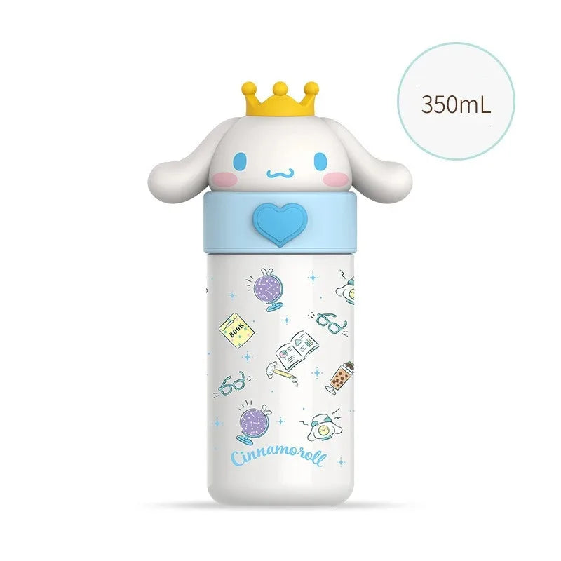 Sanrio Hello Kitty 350ml Stainless Steel Thermos Kawaii Kuromi Cinnamoroll Melody Kids Vacuum Flask Water Bottle Tumbler