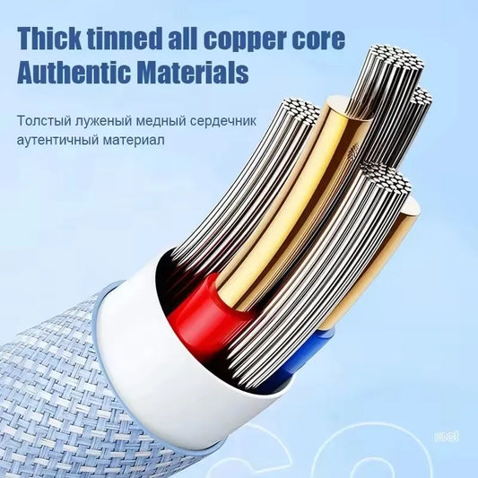 USB Type C PD 60W Cable Fast Charging Braided Cables For iPhone 15 16 Pro Max Plus For Xiaomi Redmi Phone Charge Accessory Wire