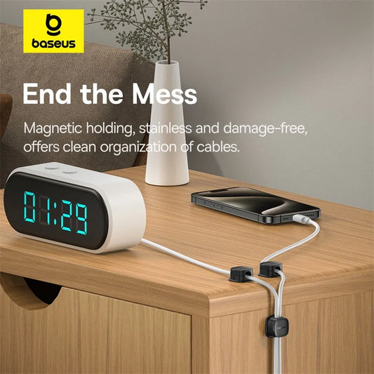 Baseus Cable Organizer Holder Magnetic Cable Smooth Adjustable Cord Holder Under Desk Cable Management Wire Keeper Cable Clips