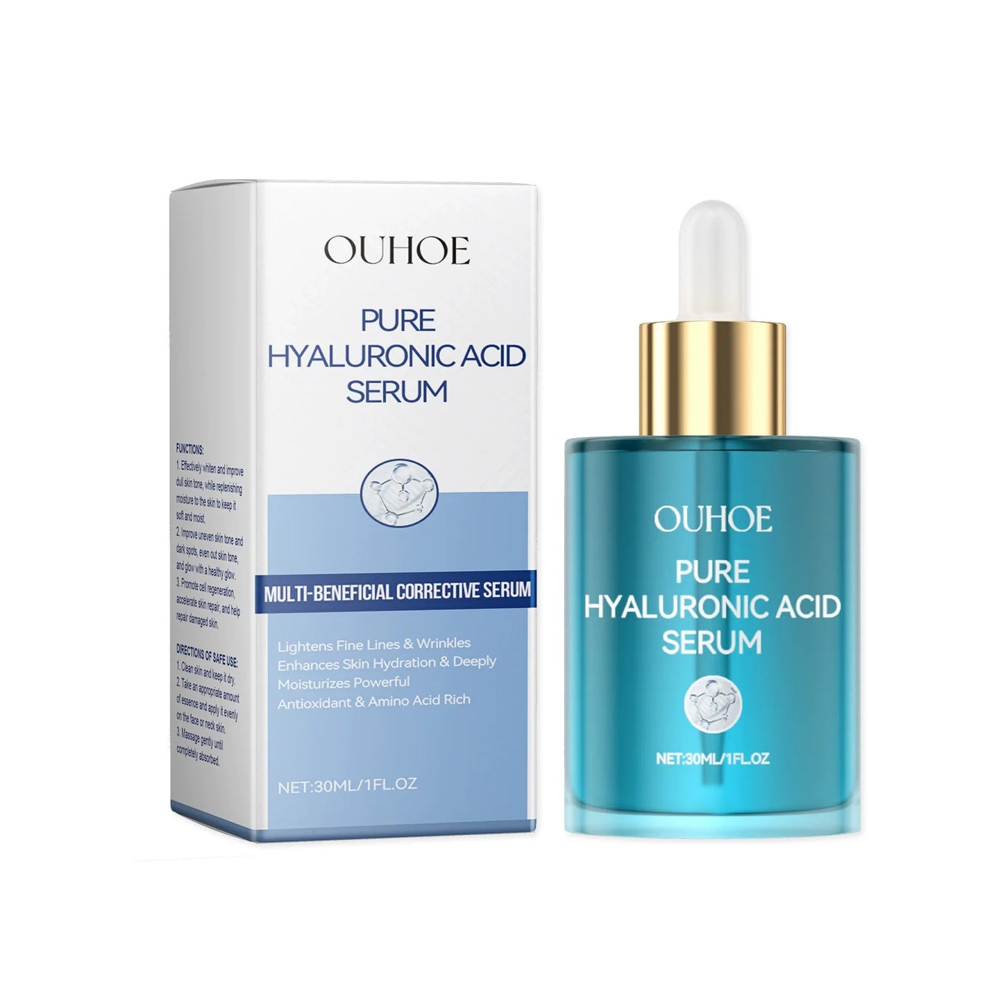 Hyaluronic Acid Serum Shrink Pores Fade Fine Lines Remove Dark Spot Improve Dry Moisturizing Lightening Repairing Facial Essence