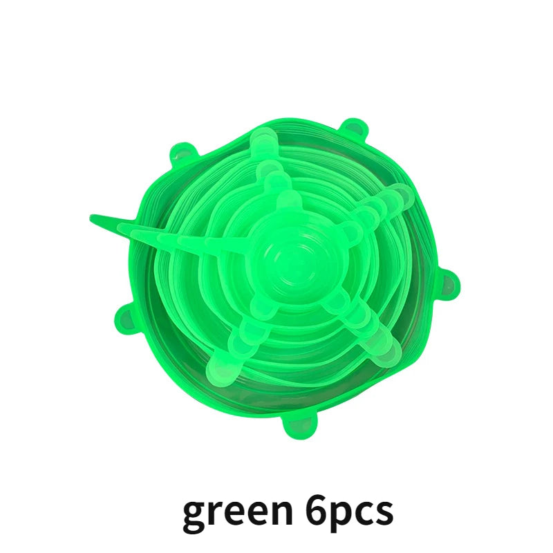 Silicone Stretch Food Covers Kitchen Fresh-keeping Lids Food Caps Elastic Expandable Microwave Airtight Plastic Wrap